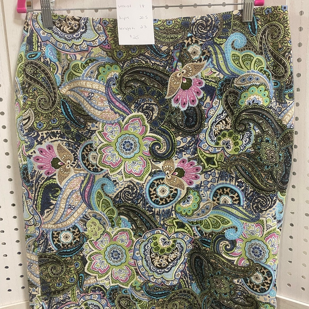Talbots Multicolor Paisley Pencil Skirt